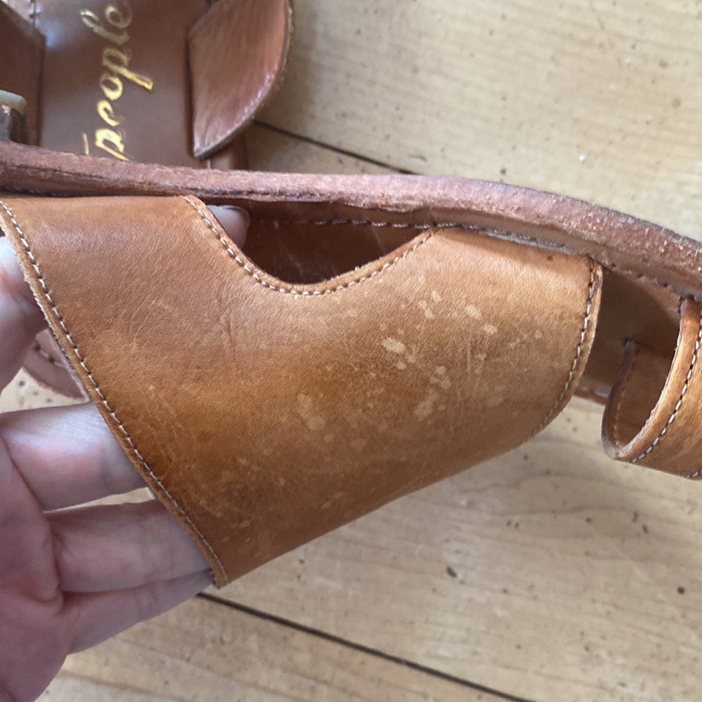 Free People leather sandal cognac brown 37 6.5 7 - Picture 3 of 7